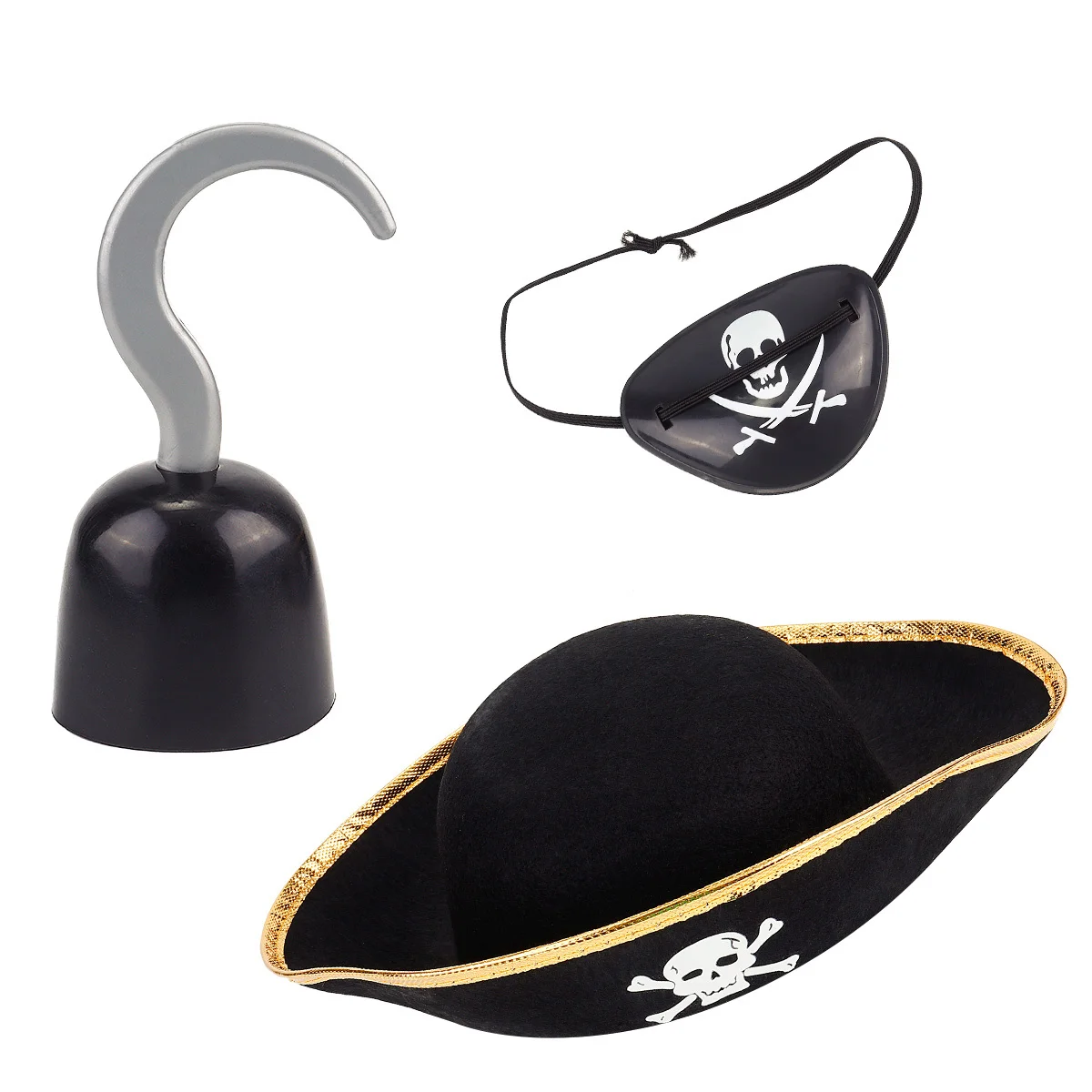 Conjunto de disfraz de pirata de Halloween para niños, accesorio duradero caribeño, traje de Cosplay para fiesta, conjunto de disfraz de pirata, traje de accesorios de Cosplay, 3 uds.