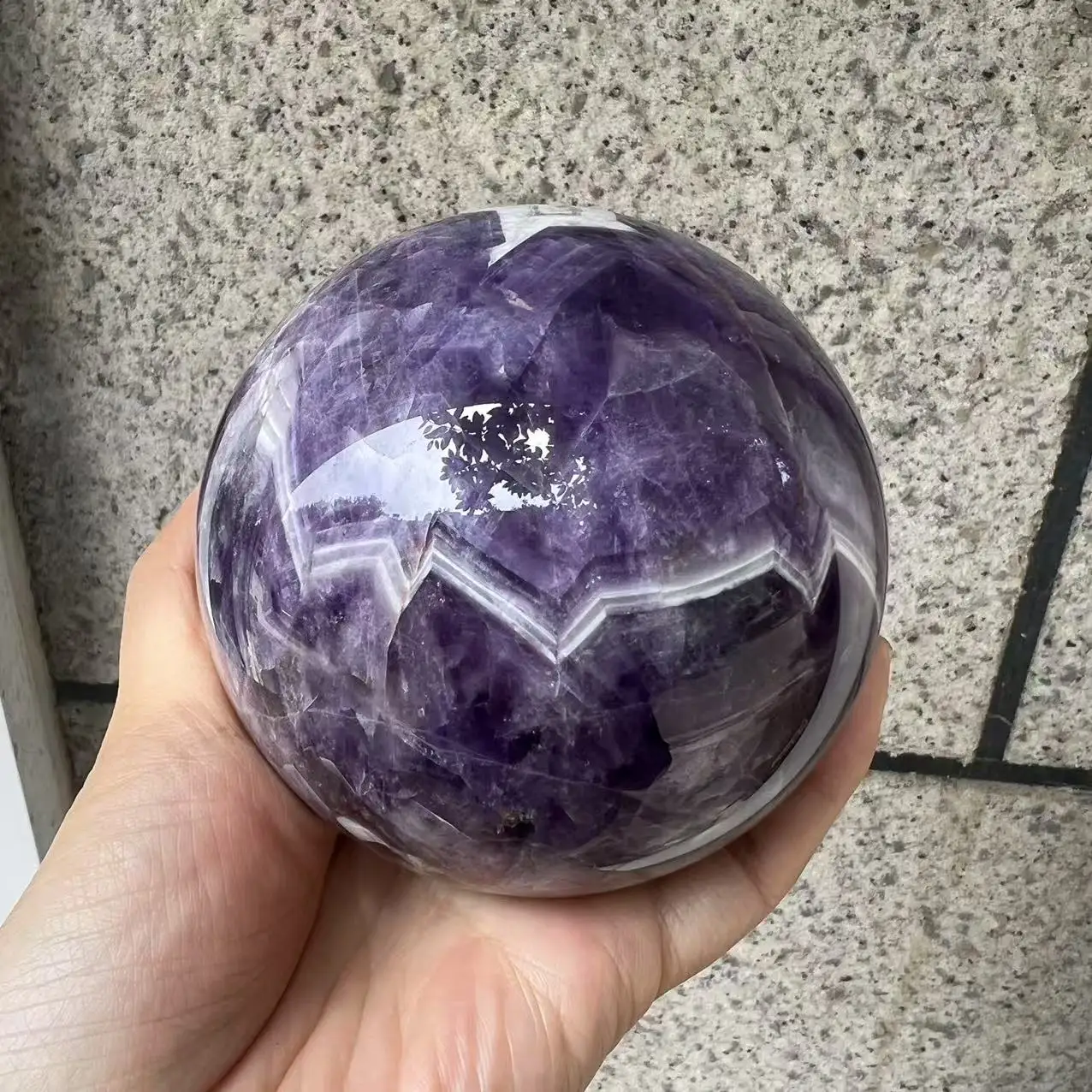 

9cm 1023g Natural Dream Amethyst Ball Polished Massage Sphere Ball Reiki Healing Room Decor Crystal Crafts Stone