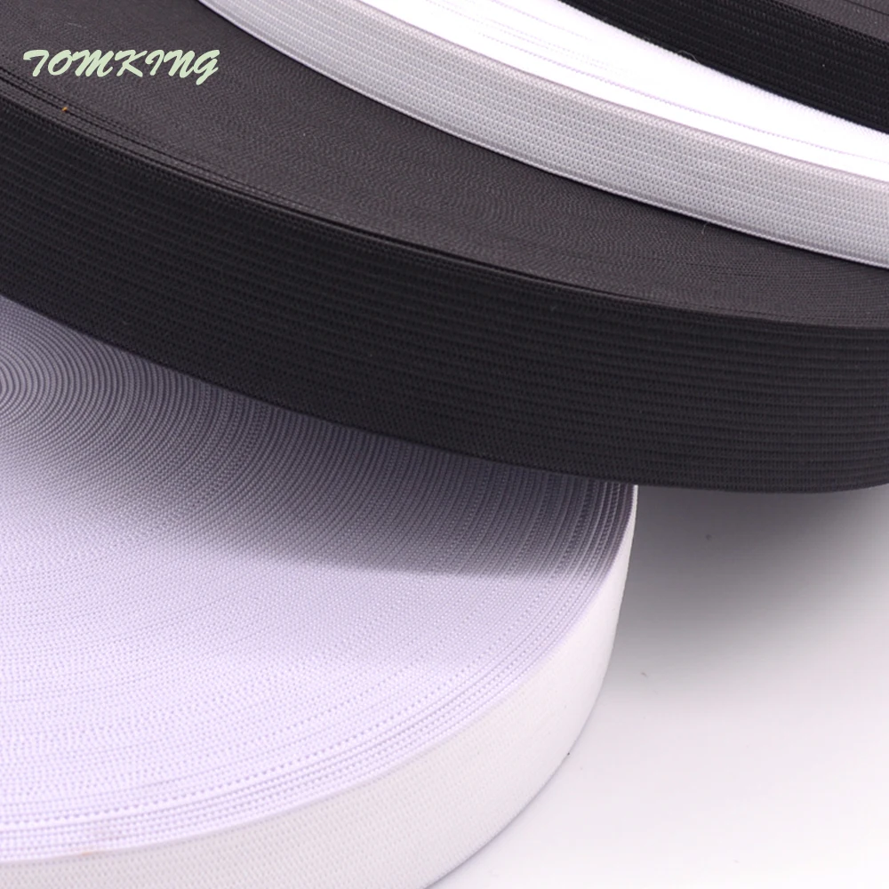 10yd/lot 40mm/50mm/60mm/70mm/80mm black white 8 yarn high quality elastic webbing band for home DIY elastic tape sew accessories