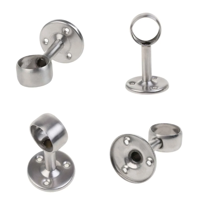 2 pçs aço inoxidável suporte haste cortina casa pendurado trilho haste suporte soquete armário pólo soquetes flange