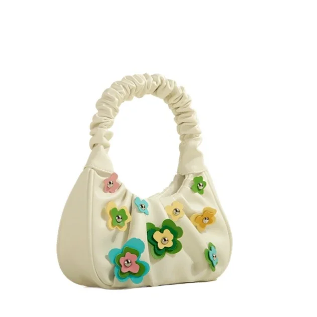 

New fashionable underarm pleated bag, portable flower bag for women