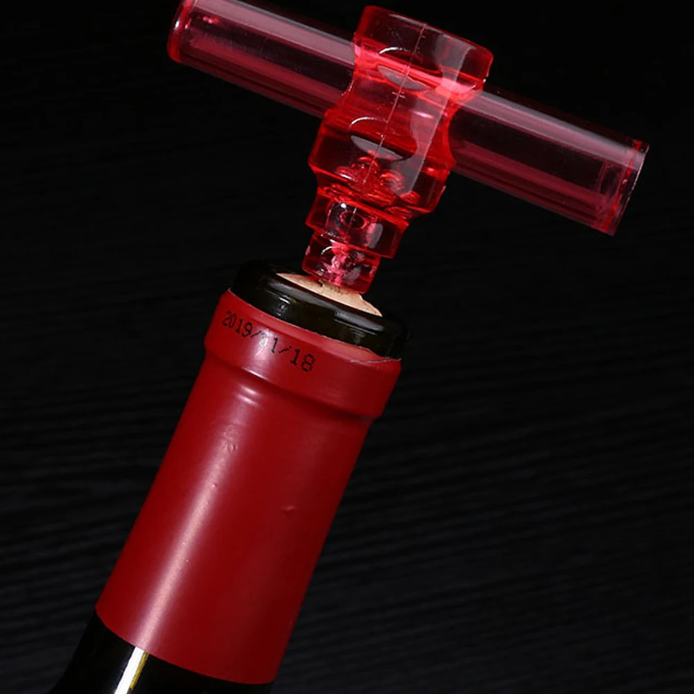 

3Pcs Wine Opener Carbon Steel Cork Remover Portable Bottle Opener T Shape Design Fast Open Red Black Transparent Plastic