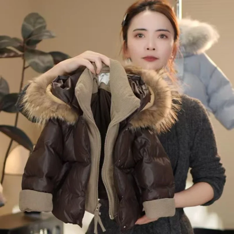 

Children's Winter Down Jacket New Boys' and Girls' Thick Warm Big Hair Collar Coat Kids Parkas Snow Jacket 110-160cm