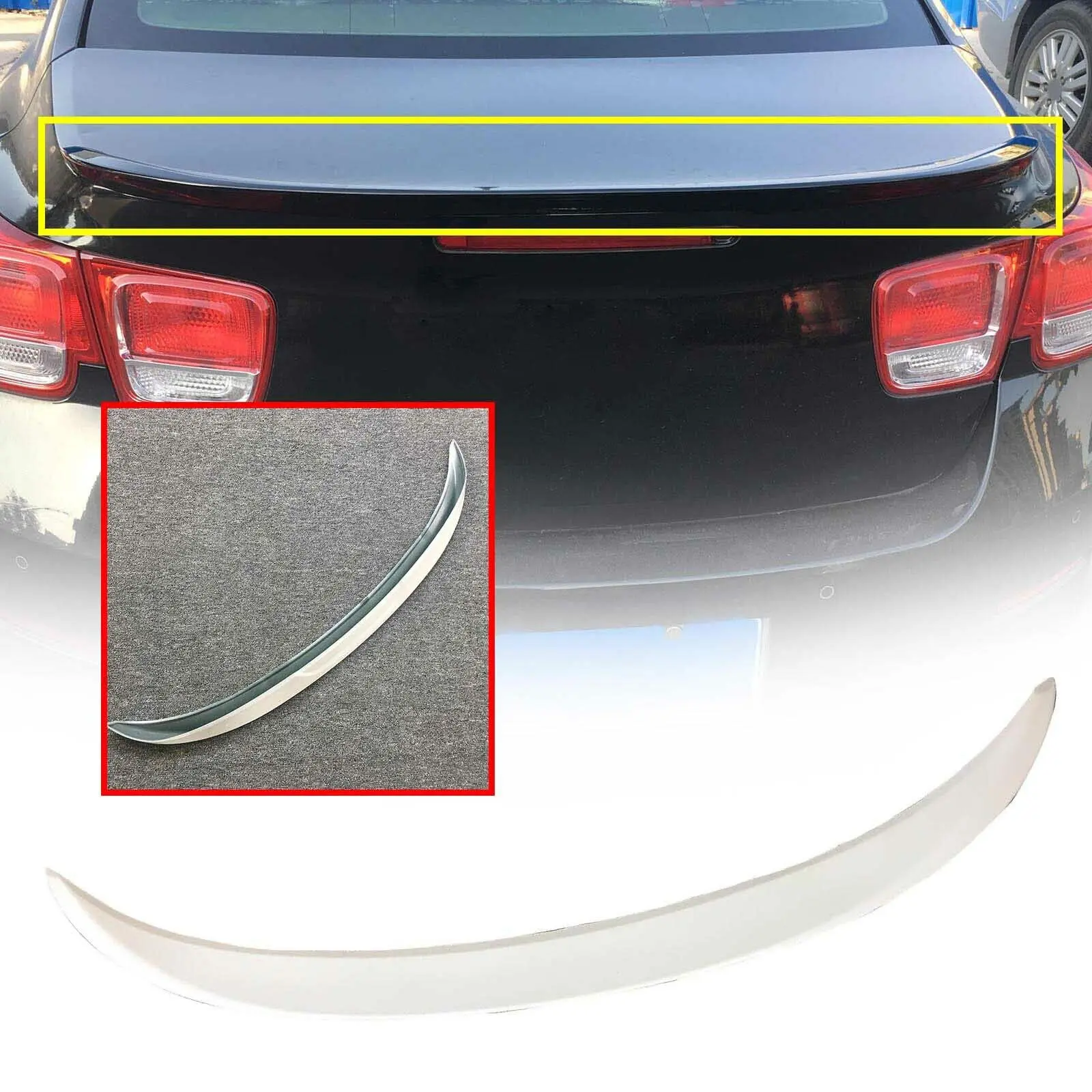 

Paint White Rear Tail Trunk Lip Spoiler Wing Fit For Chevrolet Malibu 2012-2019