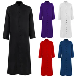 Cosplay Medieval Renaissance Church Priest Trench Jacket Clergy Robe Preacher Men Clerical Uniform Halloween Dress Up Party