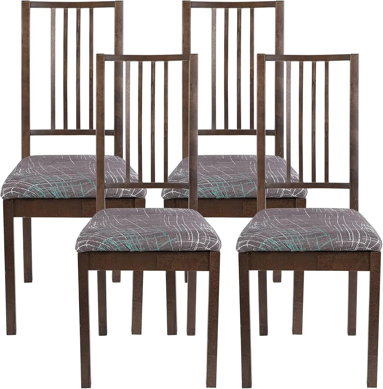 Seat Covers For Dining Room Chairs Stretch Printed Chair Seat Covers Set Of 4, Removable Washable Upholstered Chair Seat