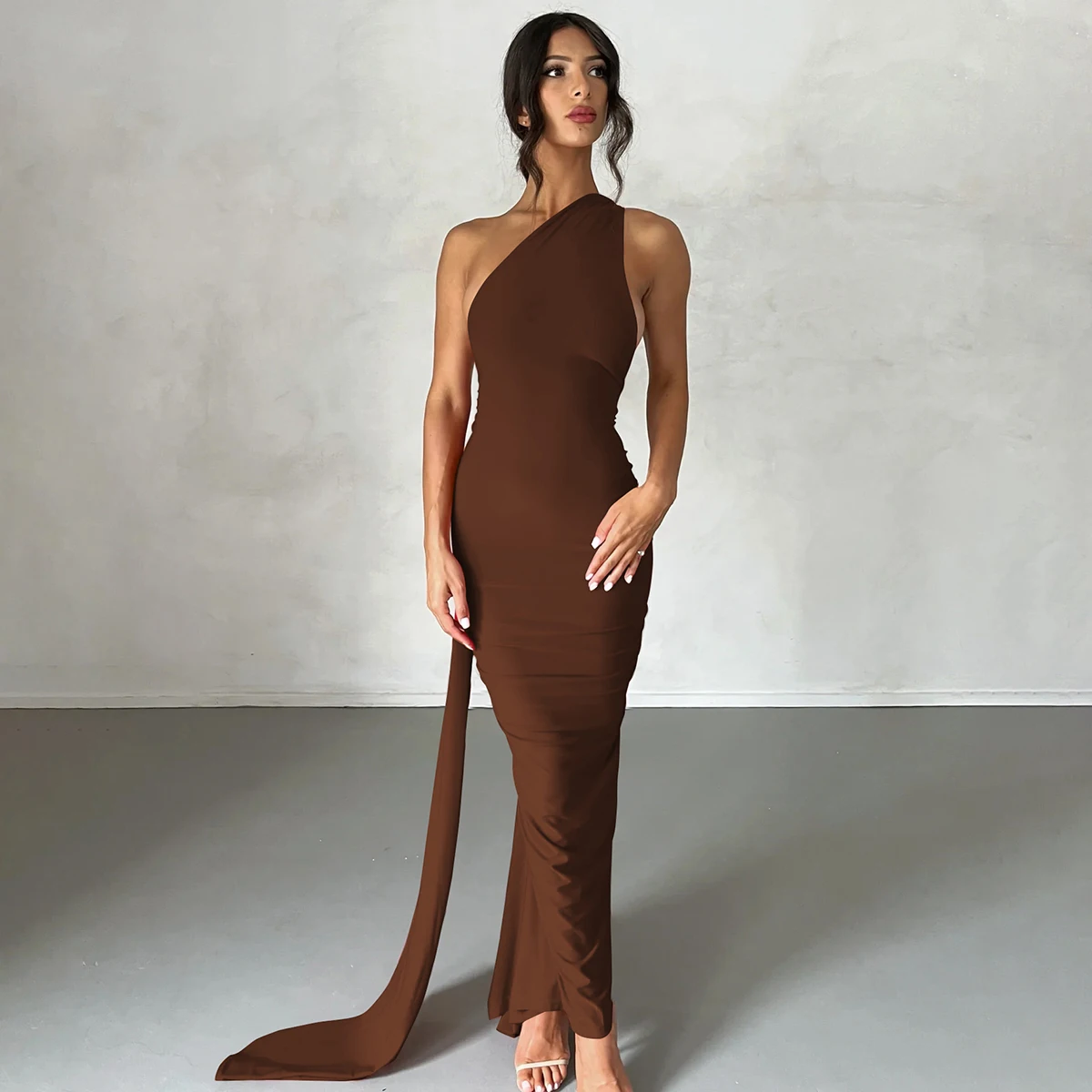 Hugcitar One Shoulder Backless Adjustable Scarf Loop Ruched Sexy Maxi Dress Women Elegant Y2K Streetwear Festival Outfit 284 S6222793ffc874a4e9f4ba6813073df67F