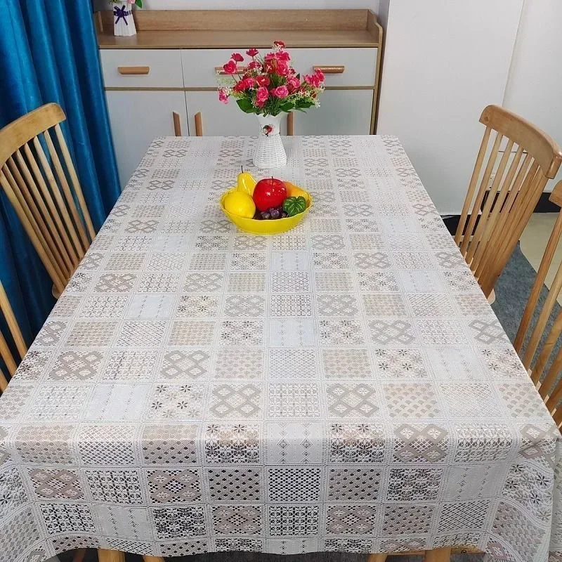 pvc tablecloth waterproof and oil-proof lace edge printing no-wash anti-scalding householdYar2579