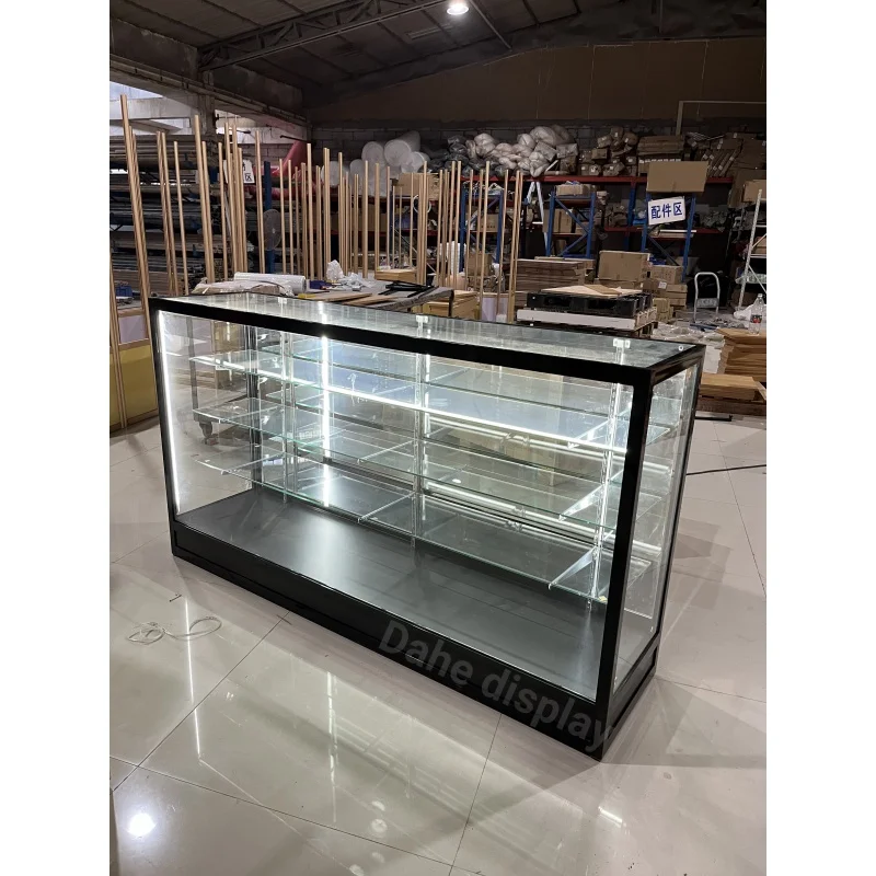 Custom.6ft Multi-purpose Assembled lock Glass Display showcase counter for retail sales counter designs store cabinets