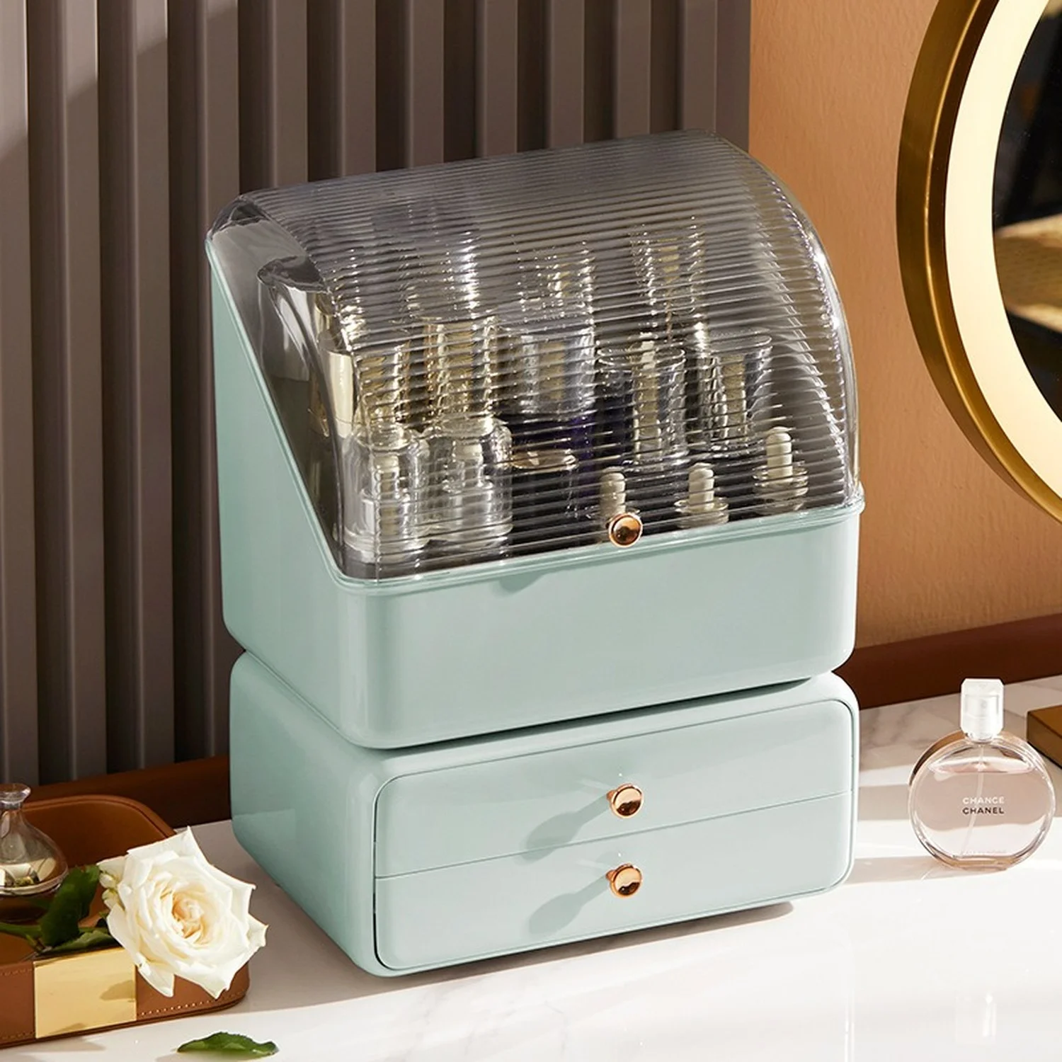 Storage Box Dressing Table Cosmetics Desktop Drawer Organizer box Solid color Simple storage box