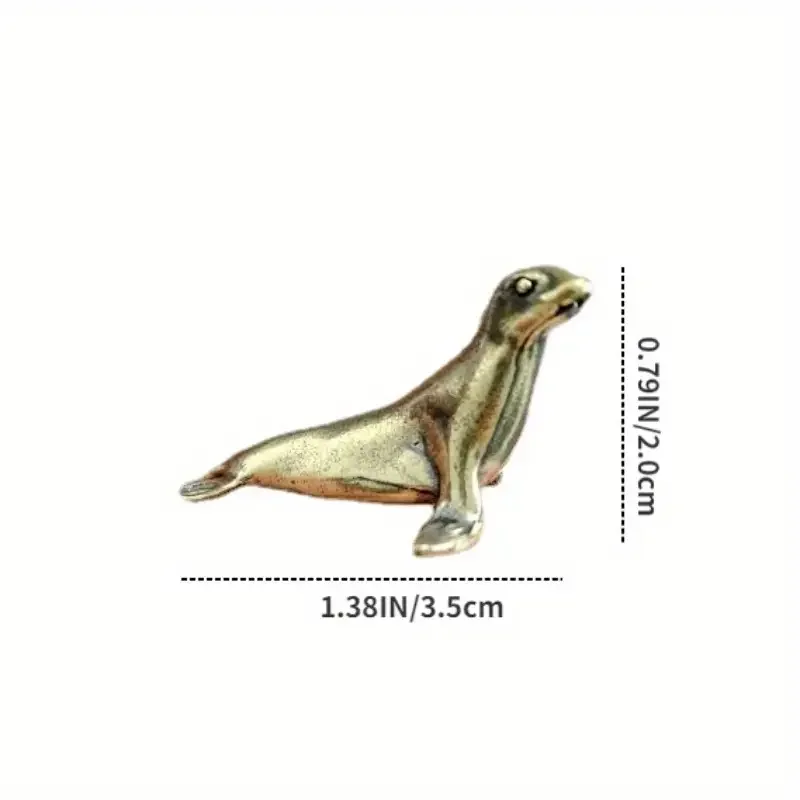 Vintage Brass Sea Lion Figurine, Antique Bronze Handcrafted Sculpture Statue Decorative Tabletop Ornament for Living Room