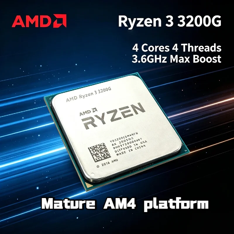 

AMD Ryzen 3 3200G 3.6GHz 4.0GHz 4 Core 4 Thread 65W AM4 Radeon Vega 8 Graphics Desktop CPU R3 3200G Pro Max 4K Plus