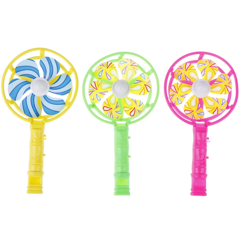 3Pcs/set Plastic Windmill Whistling Handle Toys Pinwheel For Children