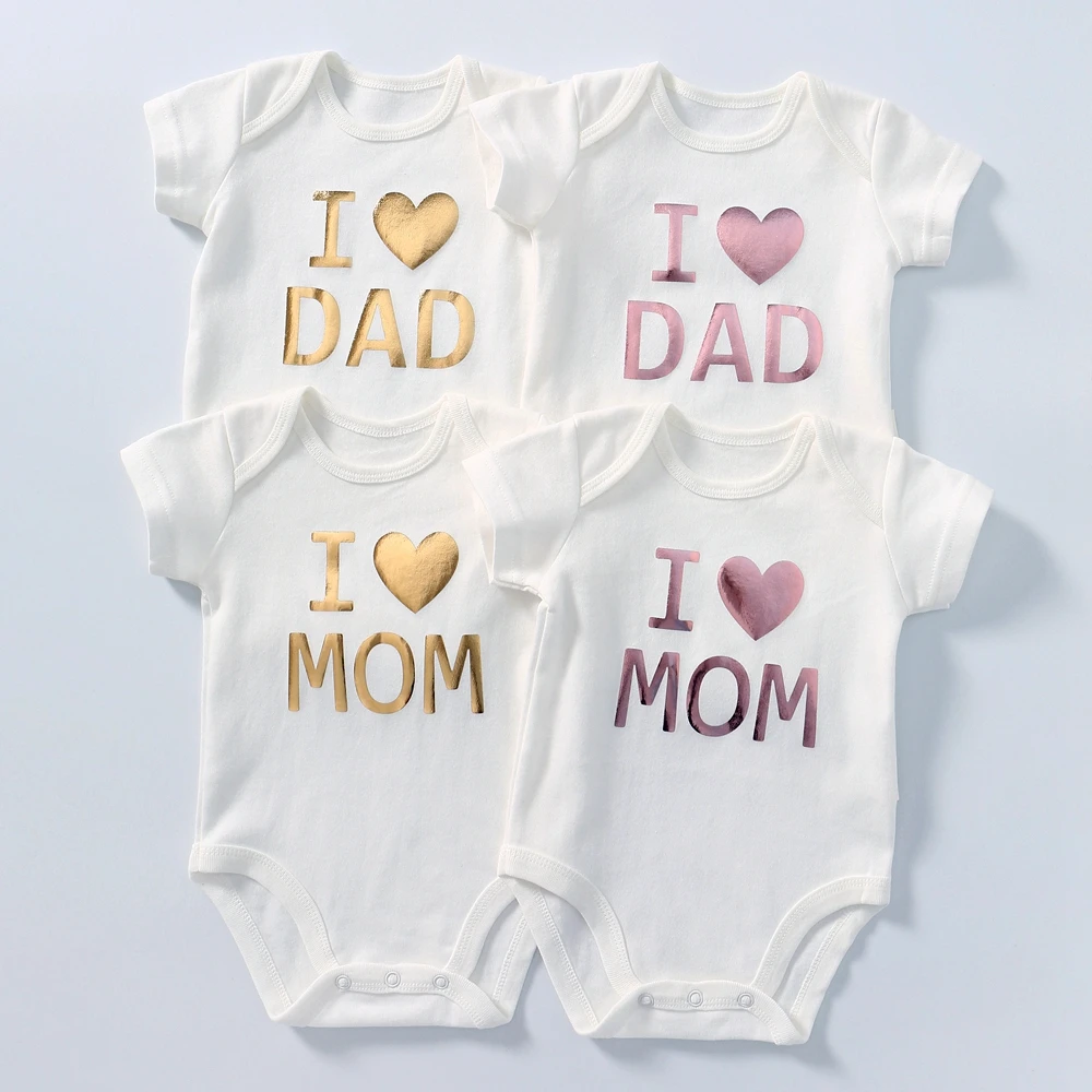 

Baby Bodysuits jumpsuit Baby Cloths Boys Girls Bebe MOM DAD Design Rompers Gift White Soft Fabric Clothes 3M-24M Size Wholesale