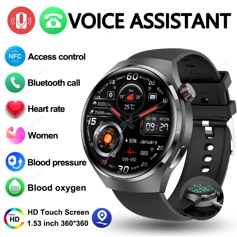 

2024 New For Huawei GT4 Pro Smart Watch Men IP68 NFC GPS Tracker AMOLED 360*360 HD Screen Heart Rate Bluetooth Call SmartWatch