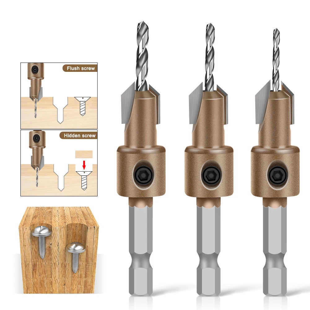 

For Efficient Screw Installation Alloy Countersink Drill Bit Step Design Drill Bits 10mm Tapered Bit 8mm Alloy Drill Bit