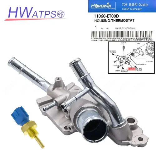 11060-ET00D carcasa y Sensor del termostato del refrigerante del motor 22630-0M200 para Nissan Sentra 2.0L MT Base 2007-12 Versa 1.8L Sedan