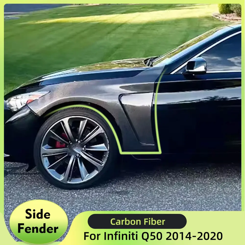 Carbon Fiber Car Exterior Side Fender Vents Trim for Infiniti Q50 Sedan 2014-2020 Car Front Side Fender Vents Trim Cover