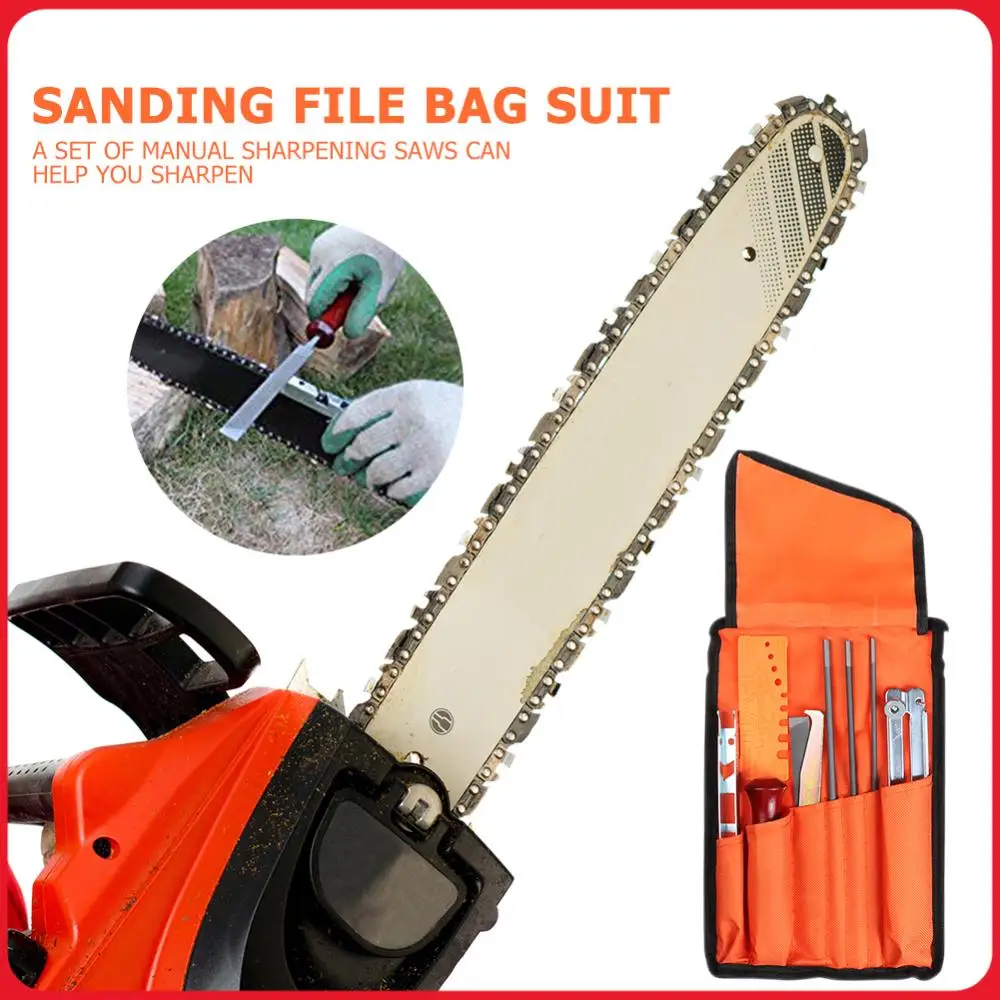 

10pcs Professional Chainsaw Chain Sharpening Kit Steel Handle Round Flat File Guide Bar File Sharpener Depth Gauge Tools