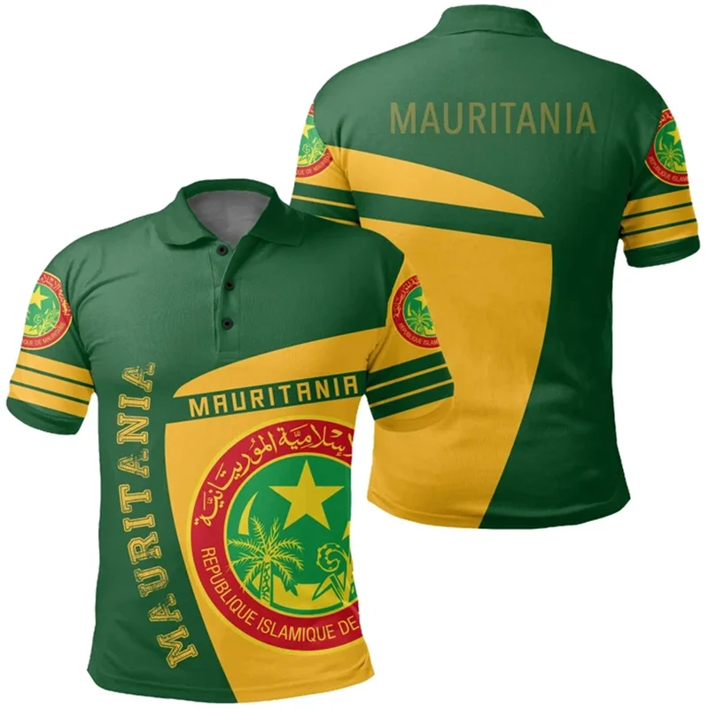 New 3d Printed Mauritania Polo Shirt For Men Fashion Sports Jersey Gym Tops Y2k Tshirts Summer Boy POLO Shirts Lapel Button Tops