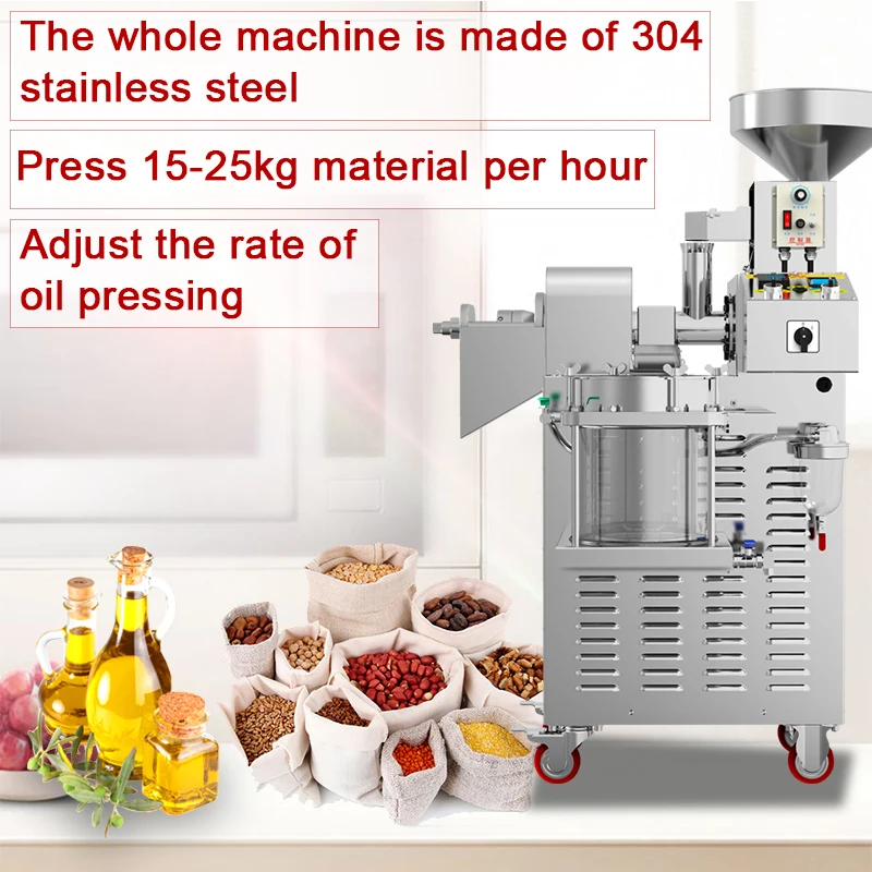 15-25kg/H Commercial Electric Stainless Steel Oil Press Machine Hot And Cold Oil Extractor Frying Equipment With Vacuum Filter