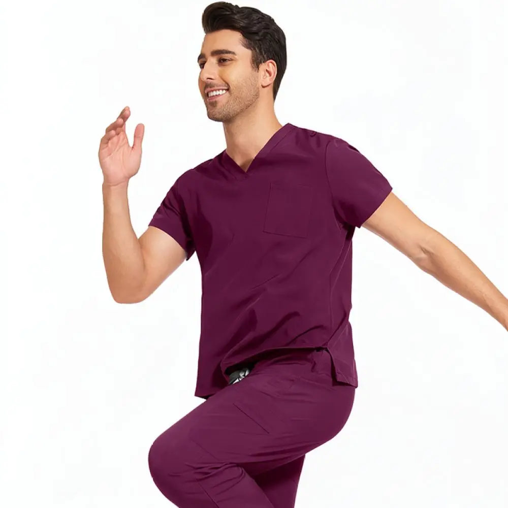 Lightweight Scrub Set For Niaahinn Unisex Nursing Uniform V Neck Short Sleeve Breathable Professional Medical Work Wear