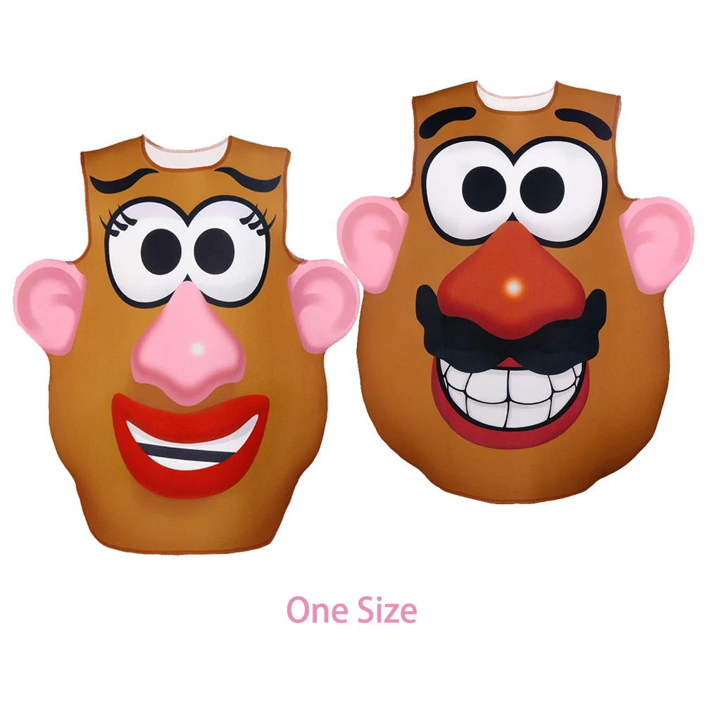 Funny Potato Head Couple Costume Halloween Mr and Mrs Matching Outfit Cartoon Vegetable Themed Cosplay Tunic Disguise Dress Up image 3