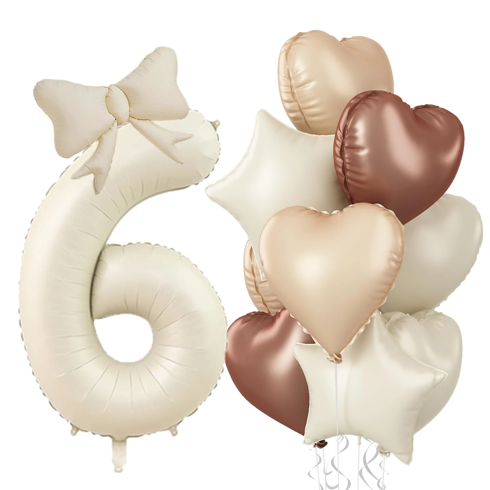 10 قطع من بالونات القوس باللون البيج الكريمي مع بالونات كبيرة الحجم مقاس 40 بوصة أو لوازم تزيين حفلات أعياد الميلاد والذكرى السنوية للأطفال البنات #6