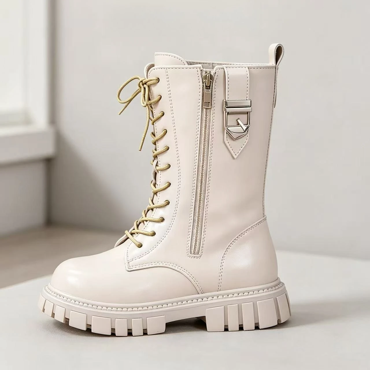 Mädchen Halbstiefel mit Seitenschnalle 2026 Neue Herbst-Kinderstiefel Robuste Schulstiefel Rutschfest Einfach Klassisch für Party und Alltag – Detail 5