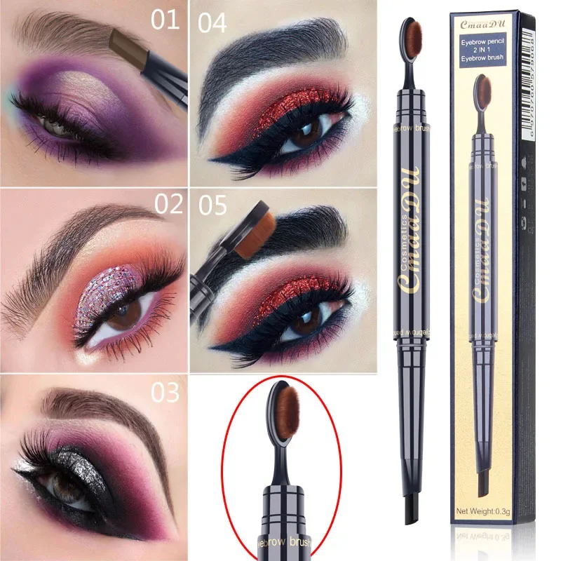 Wasserdichter Augenbrauenstift, 2-in-1, langlebig, natürliches Make-up, lichtbeständiger Stift, schweißfest, mit Zahnbürstenkopf, Bürste