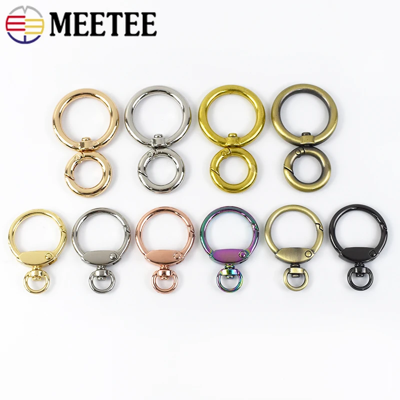 Meetee 5/10Pcs 23/25mm Metal O Ring Buckles Keychain Spring Hook Buckle DIY Bag Decoration Hanging Jewelry Crafts Accessories