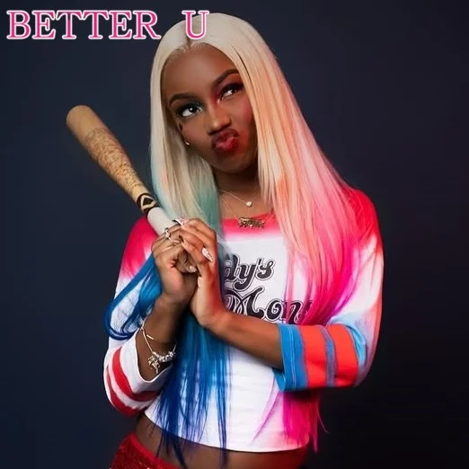 옹 브르 블루 핑크 인간의 머리 가발 13x4 13x6 투명 레이스 프런트 가발 여성용 Pre Plucked613 컬러 브라질 레미 헤어