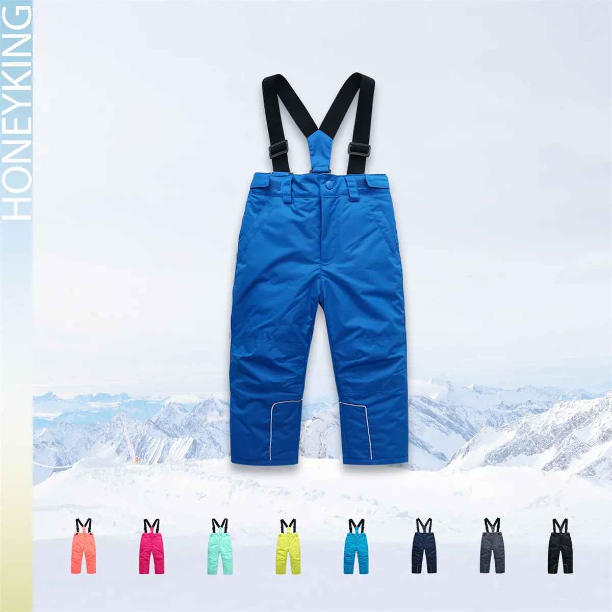 HONEYKING Kids Ski Pants Winter Outdoor Waterproof Warm Ski Trousers Boys And Girls Jumpsuit Overalls Tracksuits Kids Snow Pants