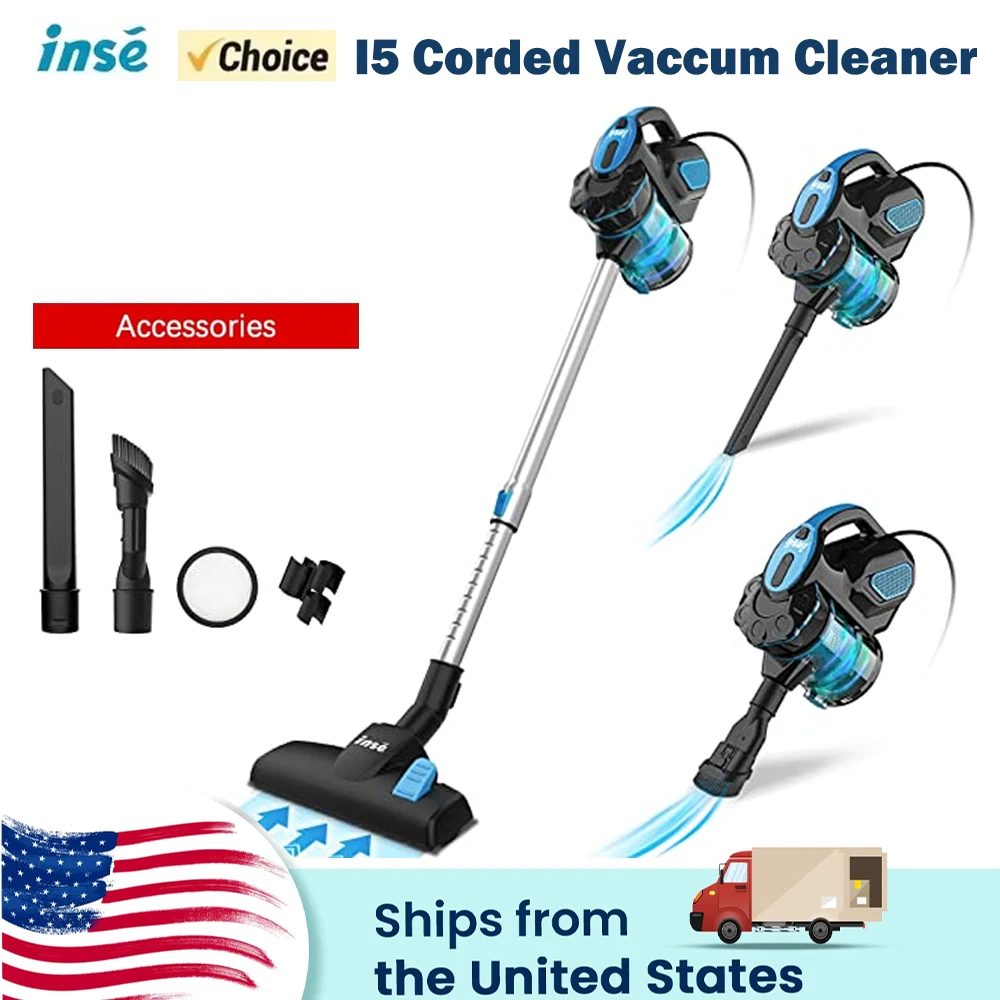 

INSE I5 Corded Vacuum Cleaners 18Kpa Powerful Suction 600W Motor 4 in 1 Stick Handheld Vaccum Cleaners for Home Pet Hair Carpet
