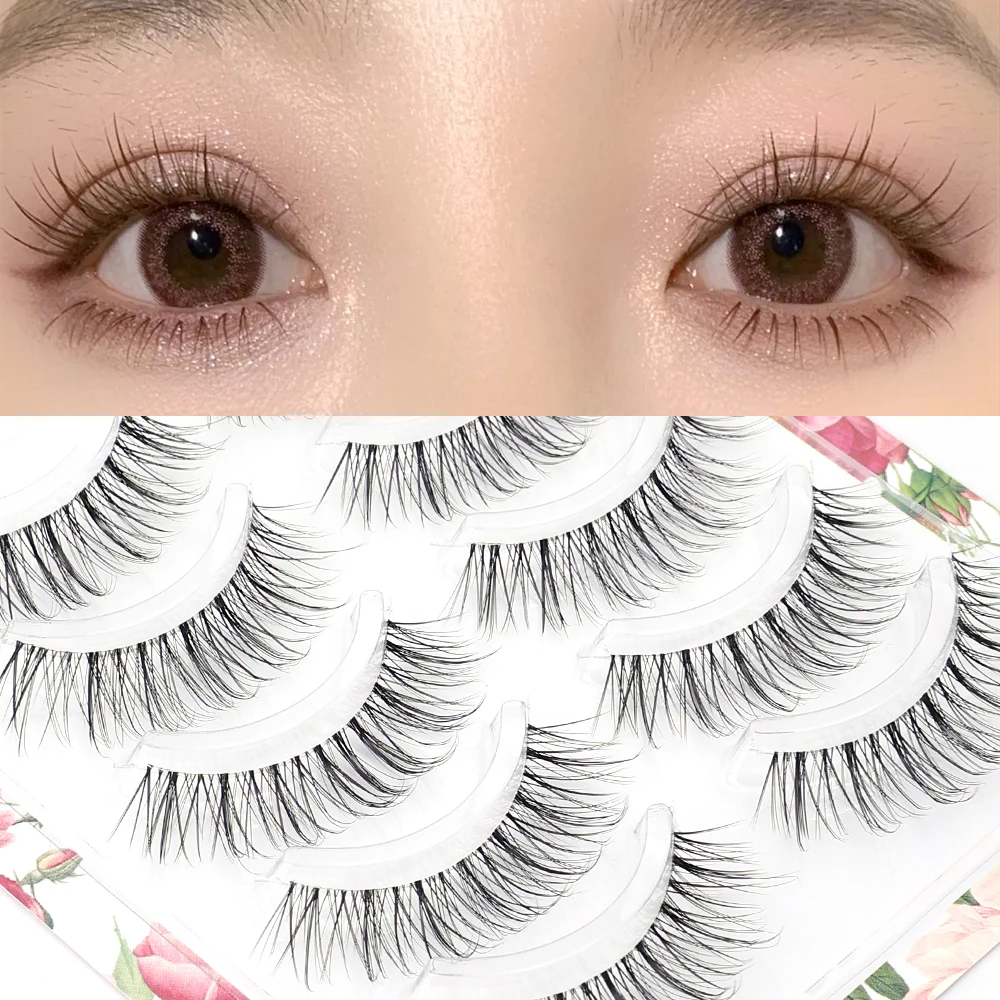 Soft Thick False Eyelashes Natural Lasting Manga Fake Eyelash Handmade Clear Strip Lashes Extension Makeup Korean Eyes Cosmetics