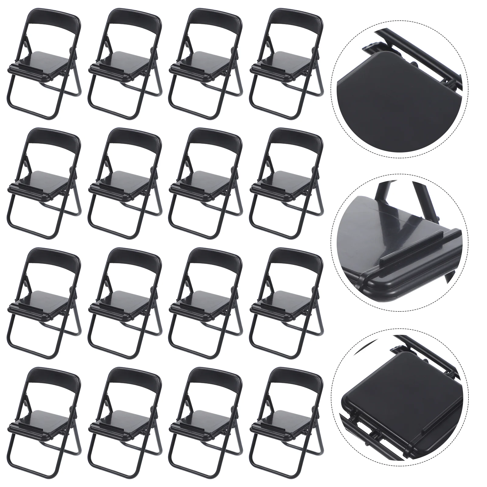 20 Pcs Phones Folding Chair Mini Foldable Baseball Support Black Holder Photo Props Office