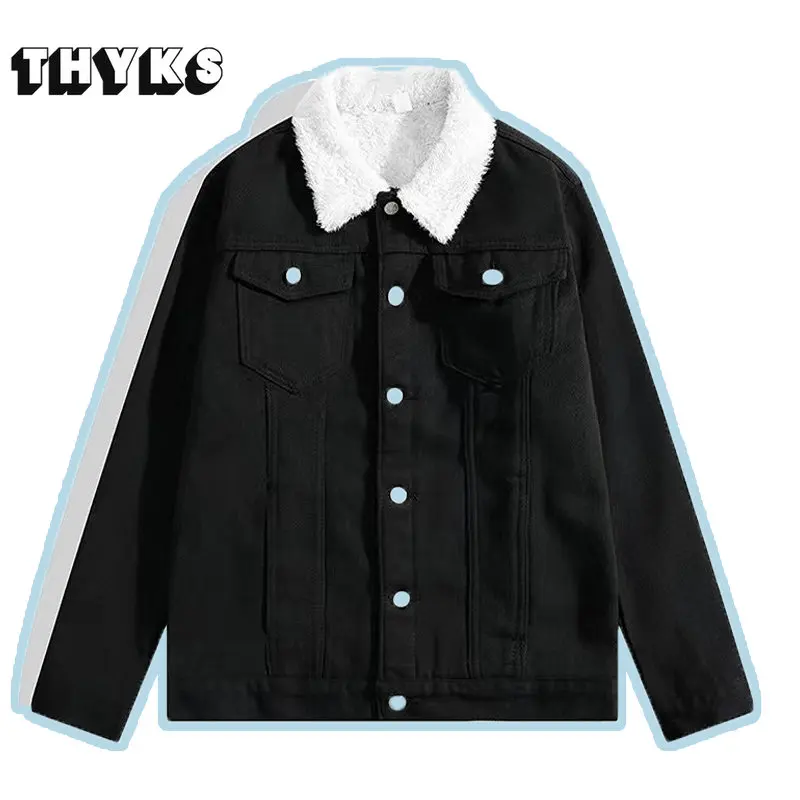 

Winter Fleece Corduroy Men's Denim Jackets Bomber Jackets Solid Fur Collar Thermal Warm Outwear Coats Men Clothing Size S-6XL