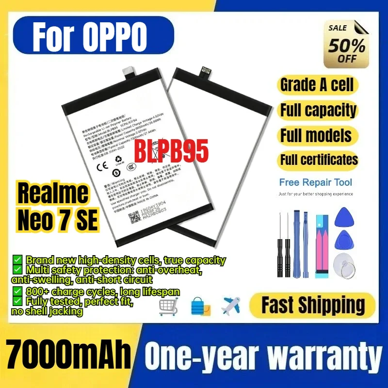 BLPB95 for OPPO Realme Neo 7 SE Phone Battery 0 Cycle High Quality Capacity Battery Replacement Bateria Grade A Cell with Tools