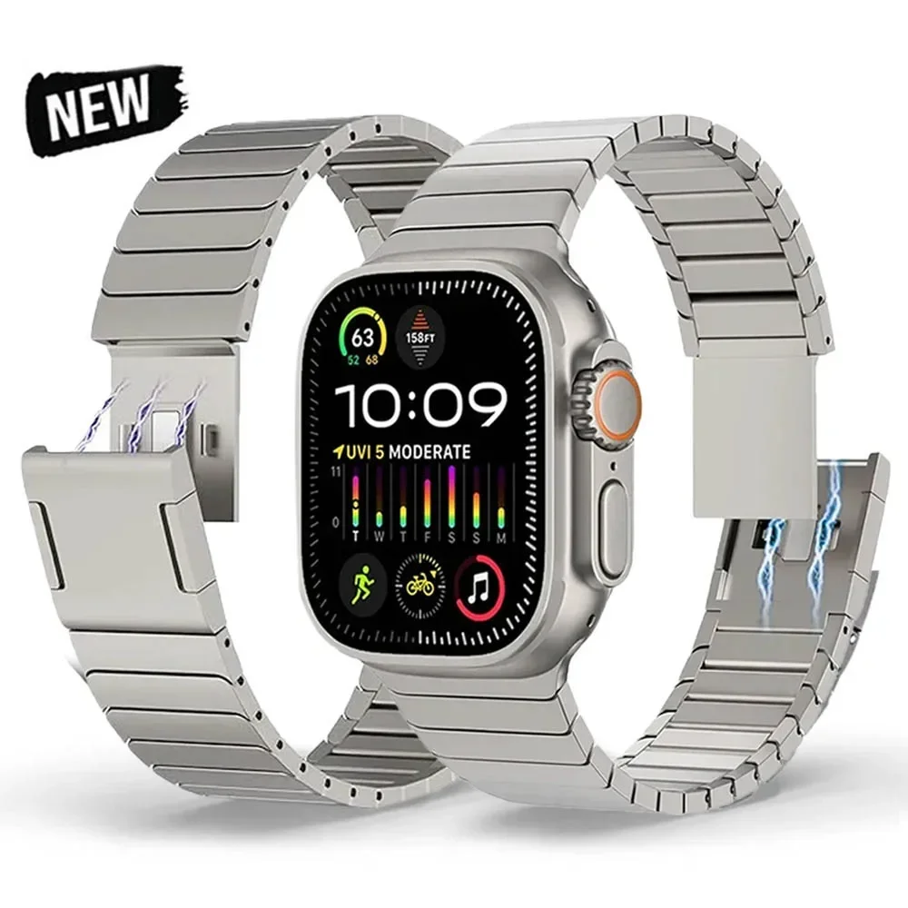 Bracelet à Maillons Magnétiques en Acier Inoxydable pour Apple Watch, Bande Ultra 2, 1, 49mm, Série 9, 8, 7, 45mm, iWatch 6, 5, 4, SE, 44mm, 42mm