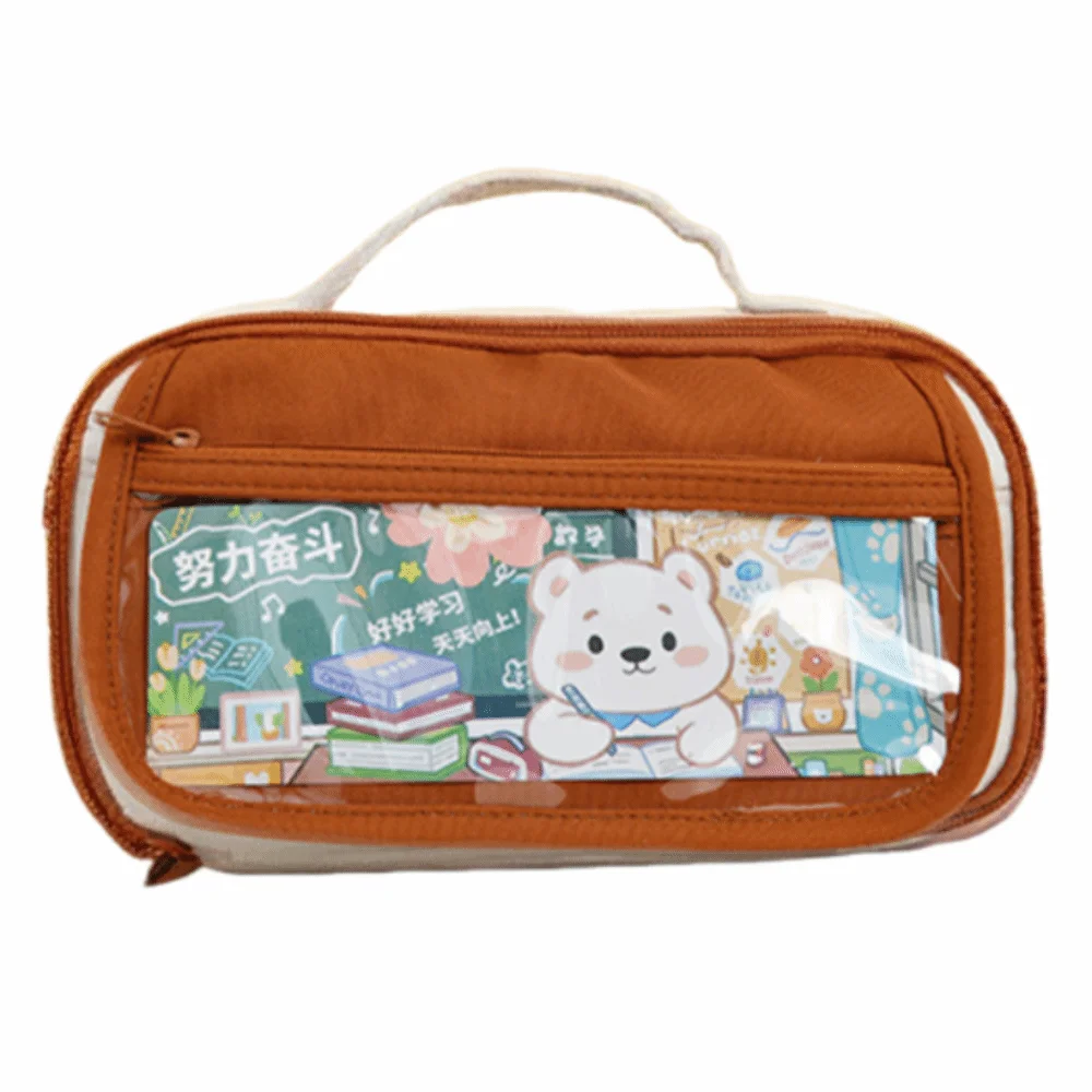 

Cartoon 9 Layers Pencil Case Large Capacity Bear Zipper Stationery Bag Portable Creative Pen Organizer Pouch Children
