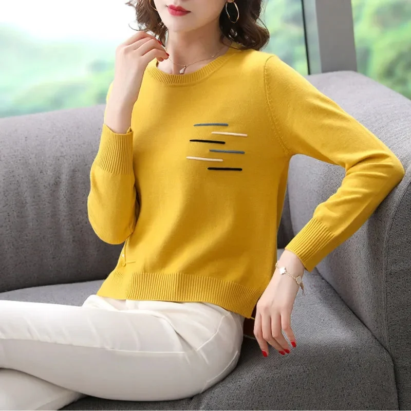 

Women Sweater Spring Autumn Knitted Pullovers V-neck Slim Fit Bottoming Shirts Solid Soft Knitwear Jumpers Basic Sweaters 2024