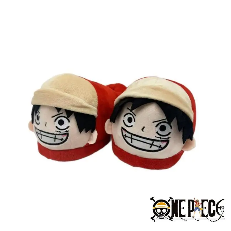 Anime uma peça casa chinelos macaco d. Luffy chinelos inverno quente mulheres homens tony chopper interior casal sapatos de pelúcia brinquedo