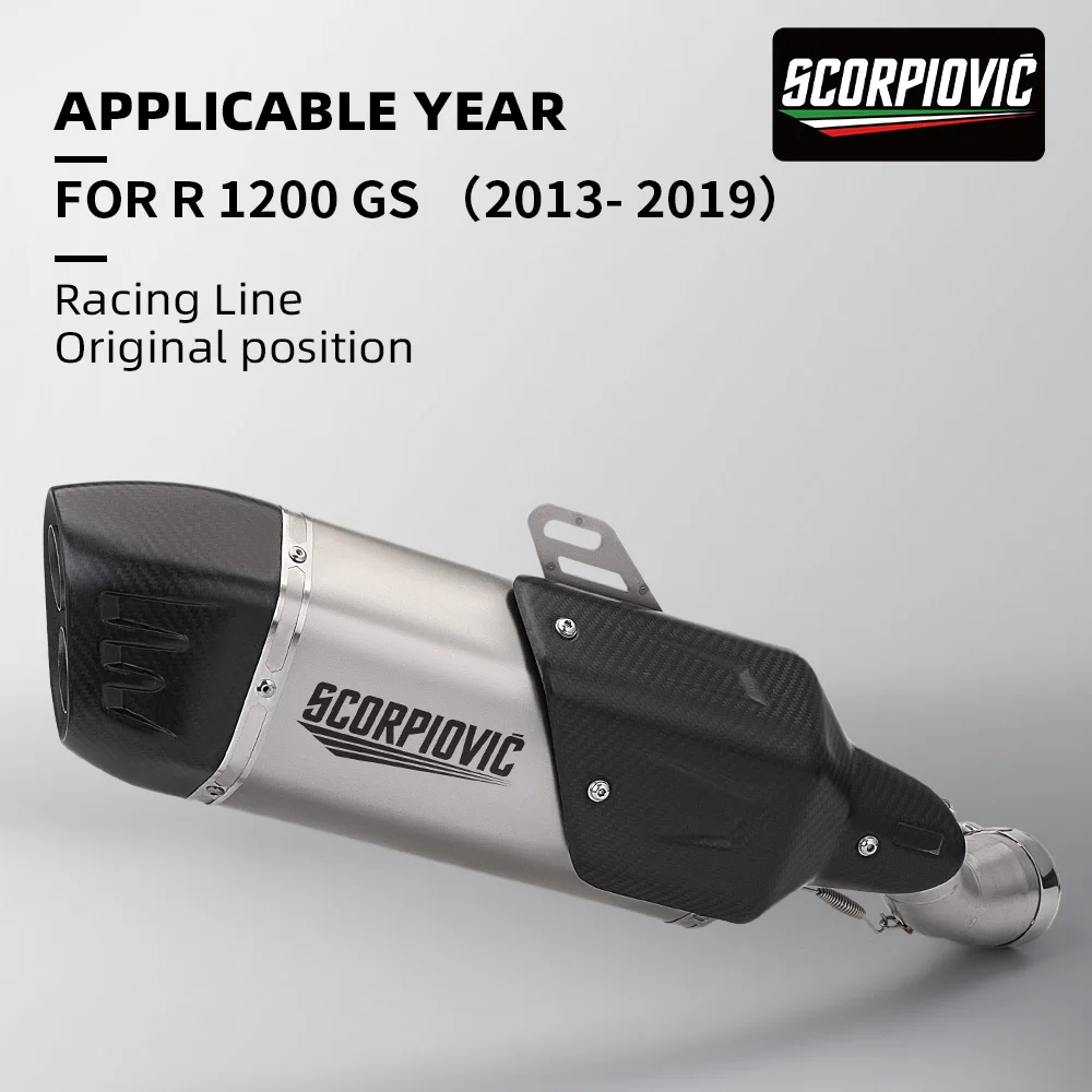 Motorcycle S7 Double Hole Exhaust Muffler for Middle Link Pipe Modified Exhaust System For R1200GS R1200GS Adventure 2013‑2019