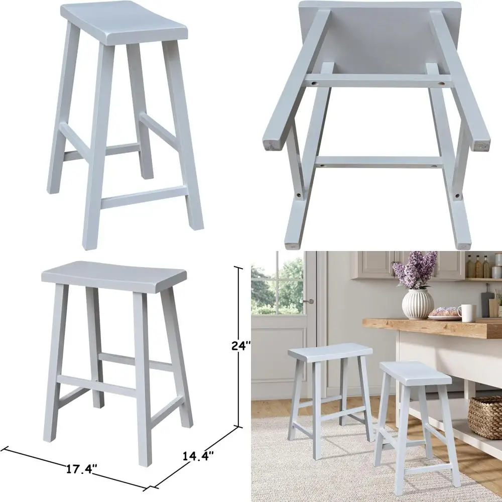 

White Wooden Counter-Height Stool with 24 Seat