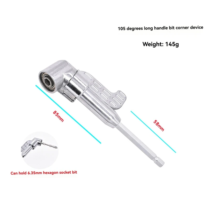 Upgraded 105 Degree Right Angle Drill Adapter Kit With Multifunction Bend Screwdriver For Tight Spaces (2.5In And 5.5In)
