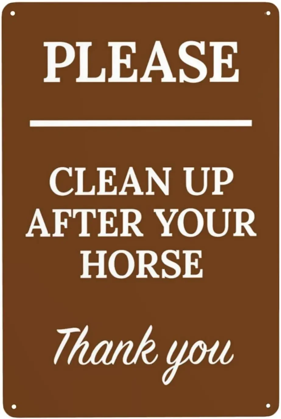 Letrero de agradecimiento para limpiar después de su caballo, señal de advertencia para senderismo, señal de seguridad de precaución para exteriores, decoración de pared del hogar, Bares