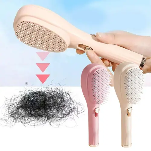 Cepillo para el cabello autolimpiante, cepillo para masaje del cuero cabelludo, peine antiestático para el cabello, herramienta de estilismo de salón, peine mágico retráctil portátil para el cabello esponjoso