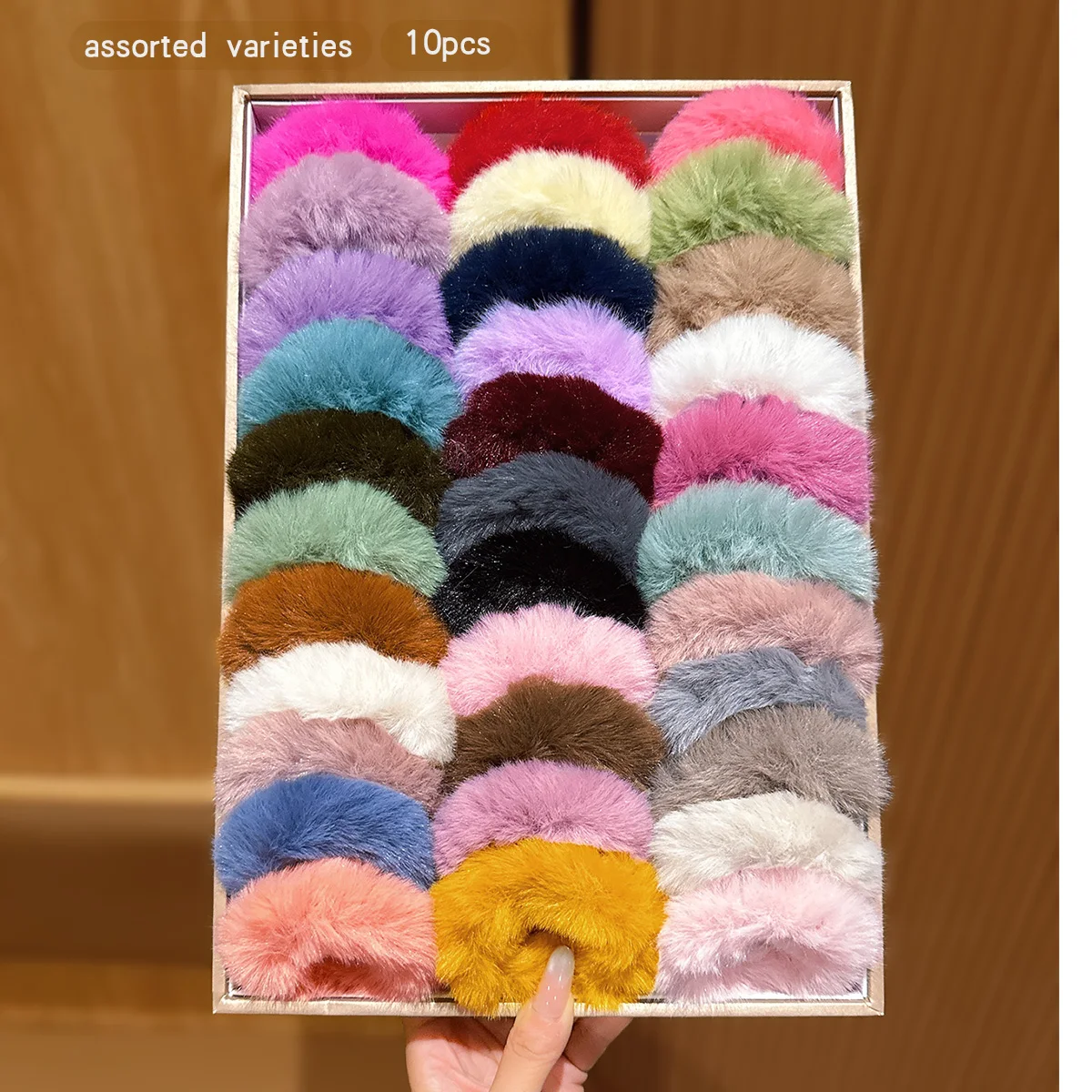 10 colors of random hair accessories, colored plush hair rings