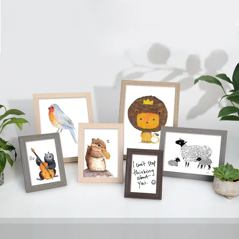 Real Wood Picture Frame 5 Inch 6 Inch 7 Inch A4 Wall Hanging Desktop Stand Oil Painting Photo Wall Creative Art Frame