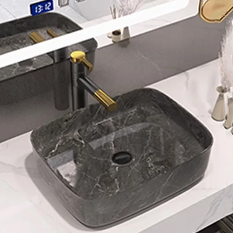 Hotel on-stage basin Wash basin Household square marble pattern ceramic Wash Single basin Modern and simple